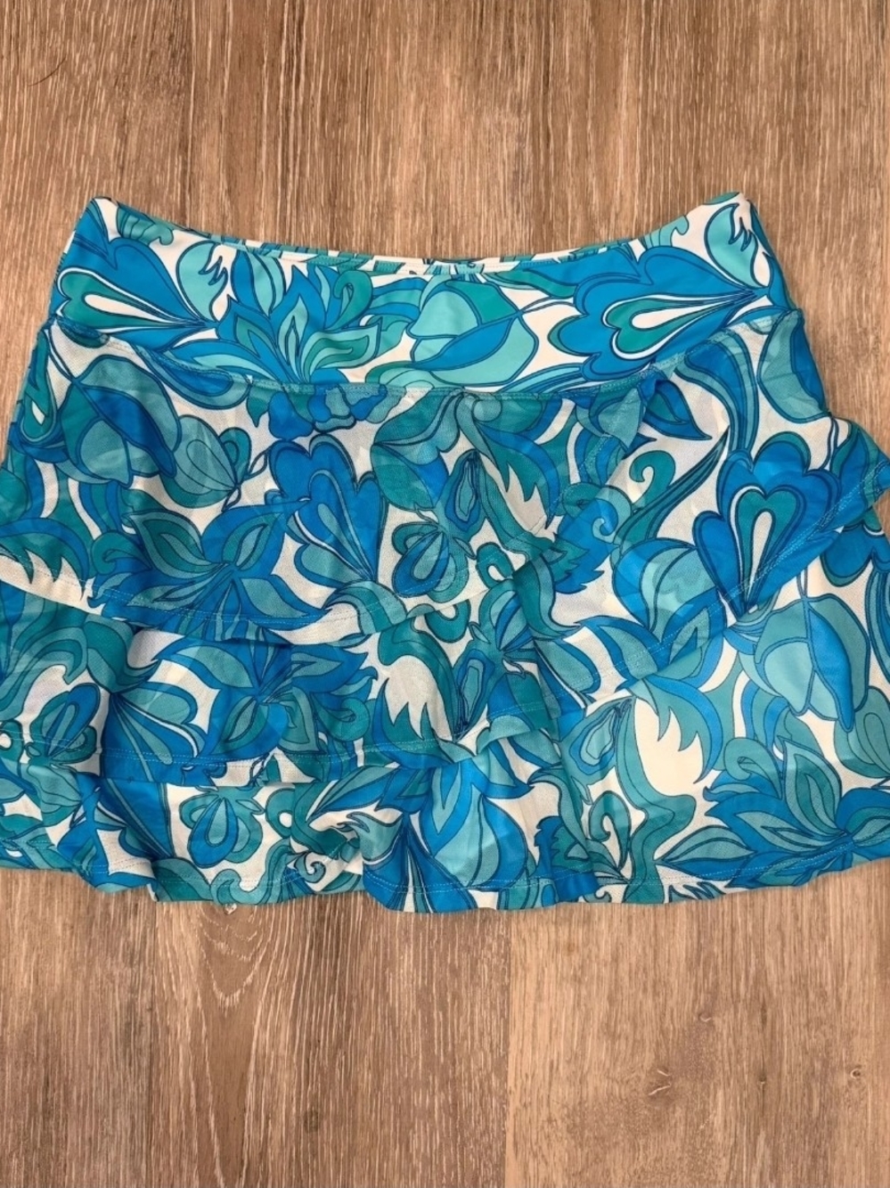 Blue Floral Tiered Women's Skort